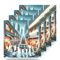 Downtown Christmas Plaza ceramic coasters set of 4