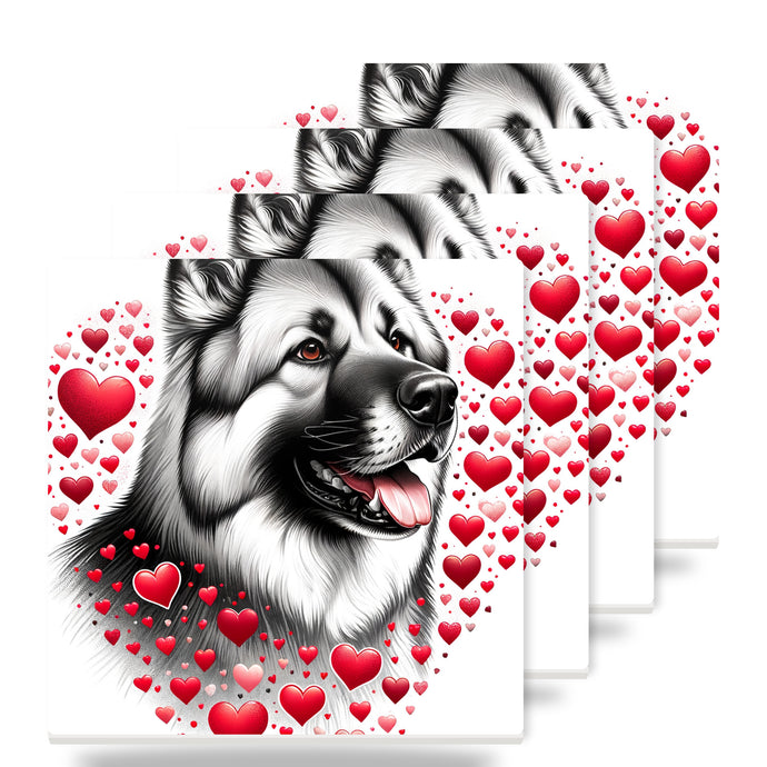 Norwegian Elkhound ceramic coasters set of 4