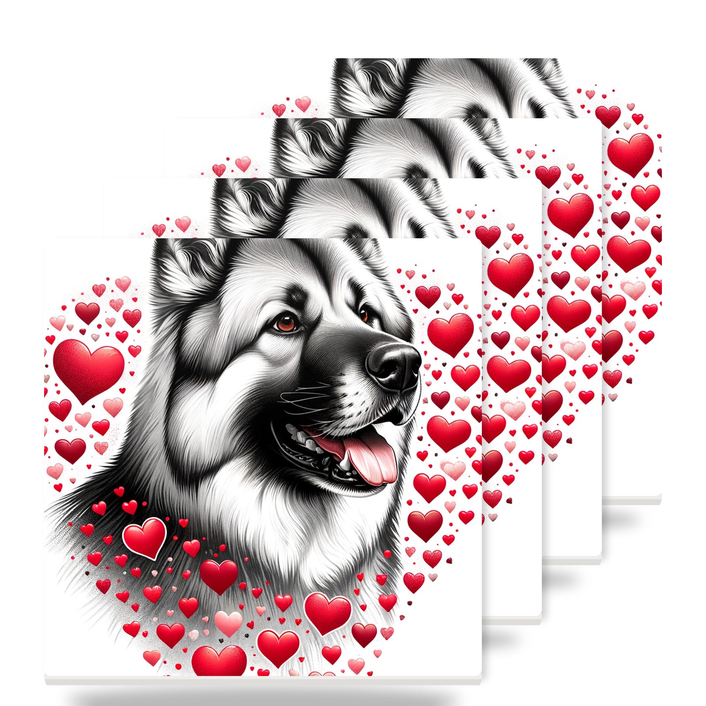Norwegian Elkhound ceramic coasters set of 4