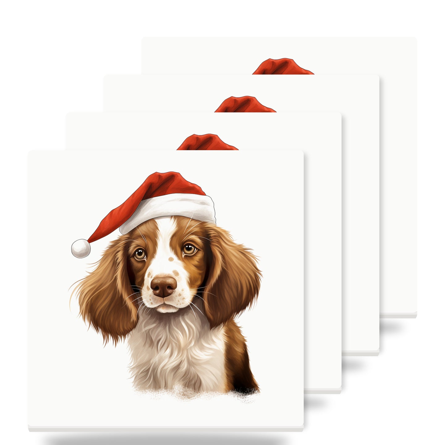 Welsh Springer Spaniel Puppy Drawing ceramic coasters set of 4