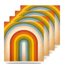 Retro Rainbow Stripes ceramic coasters set of 4