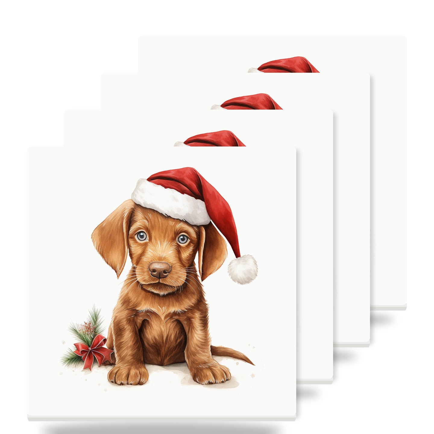 Wirehaired Vizsla Puppy Drawing ceramic coasters set of 4