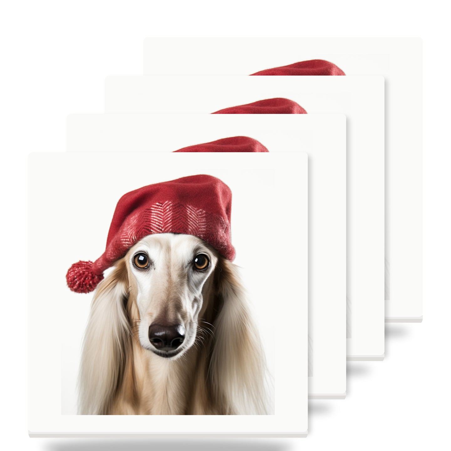 Saluki ceramic coasters set of 4