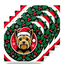 Yorkshire Terrier Christmas Ornament Art ceramic coasters set of 4