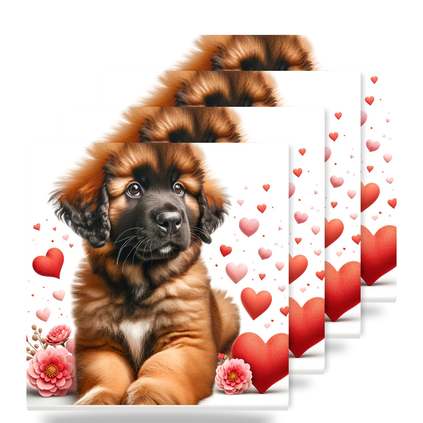 Leonberger ceramic coasters set of 4