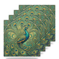 Art Nouveau Peacock ceramic coasters set of 4
