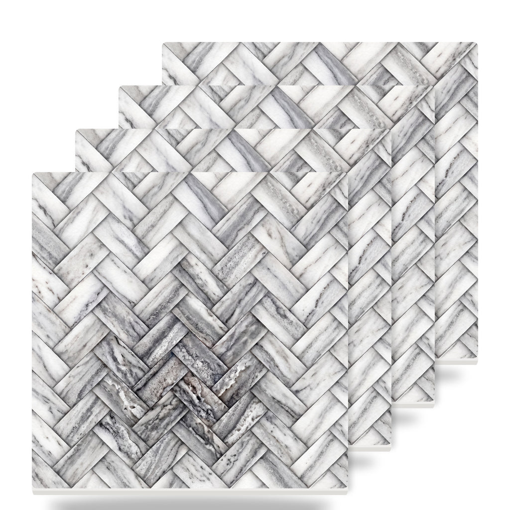 Herringbone ceramic coasters set of 4