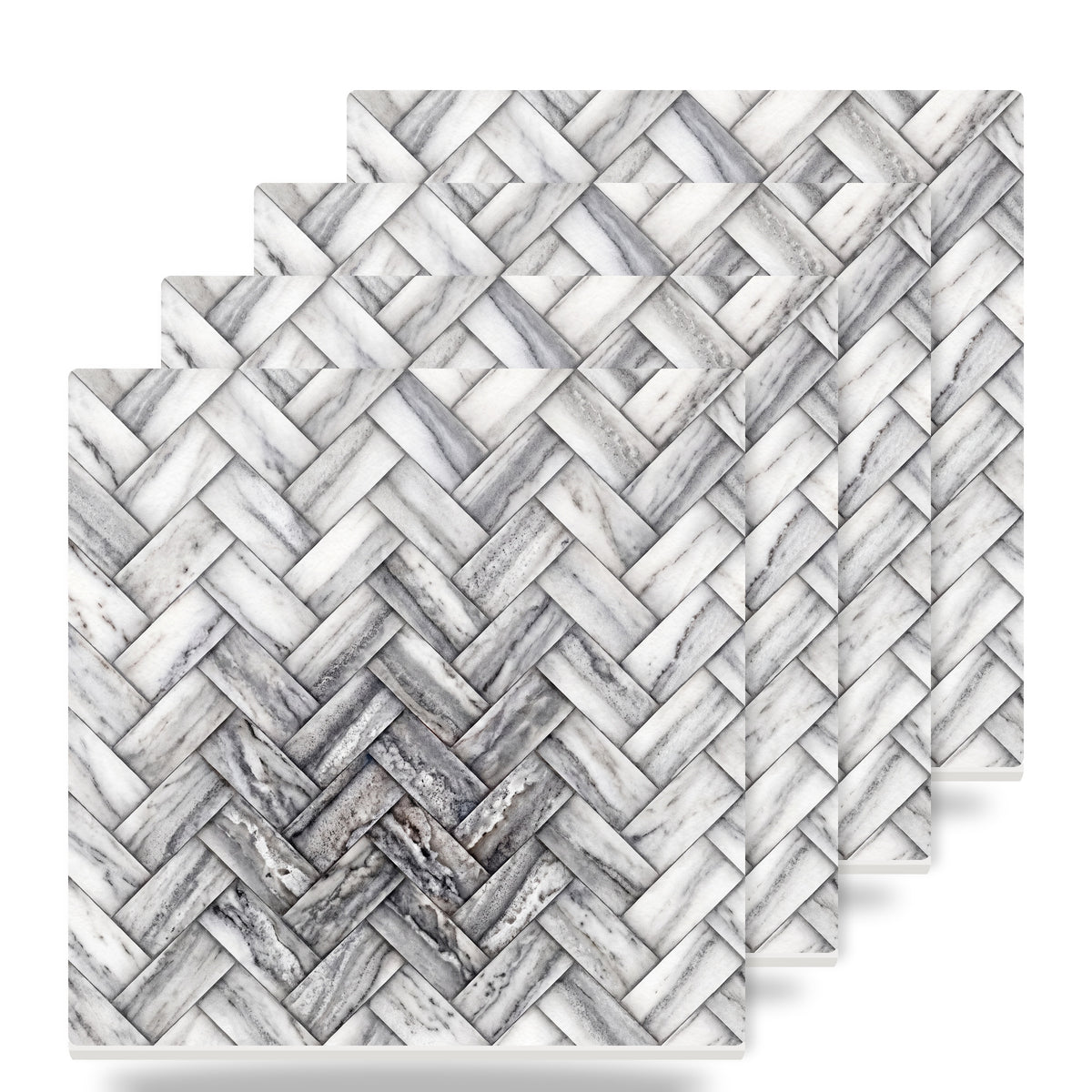 Herringbone ceramic coasters set of 4