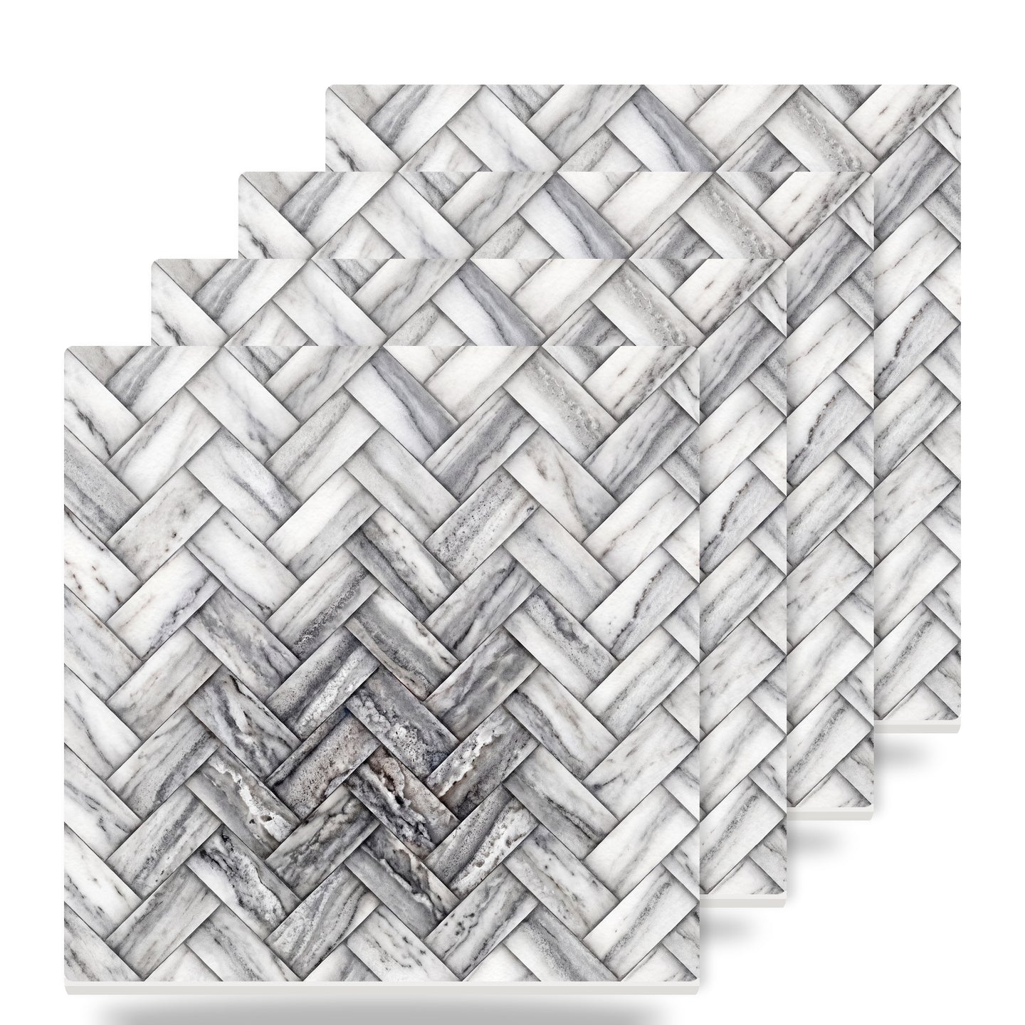 Herringbone ceramic coasters set of 4