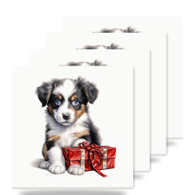 Miniature American Shepherd Puppy Drawing ceramic coasters set of 4