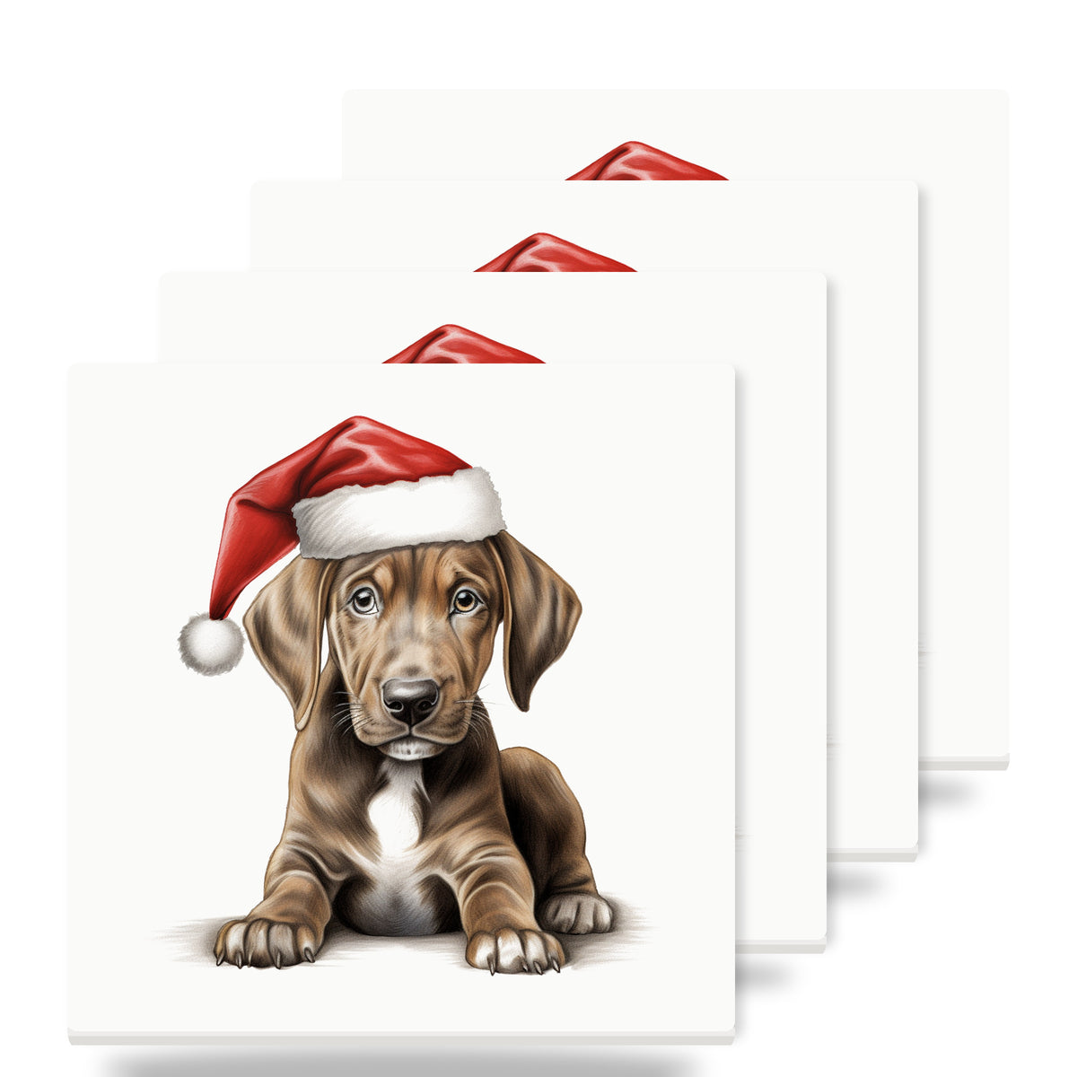 Plott Hound Puppy Drawing ceramic coasters set of 4