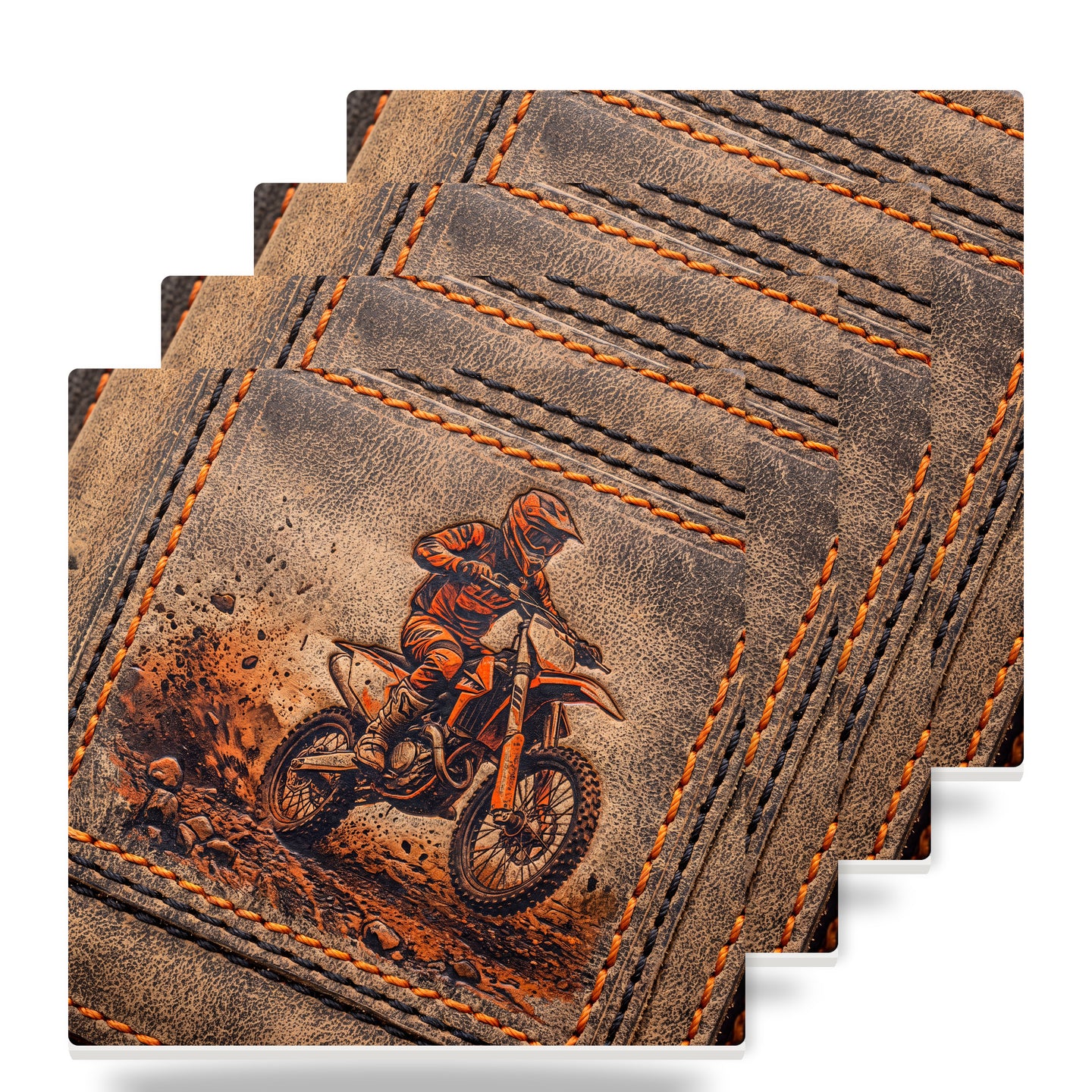 Motocross Dirt Bike ceramic coasters set of 4