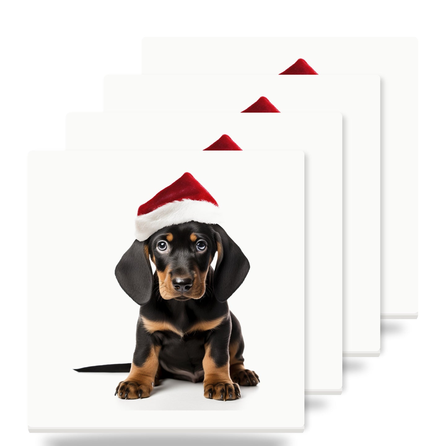 Black and Tan Coonhound Puppy ceramic coasters set of 4