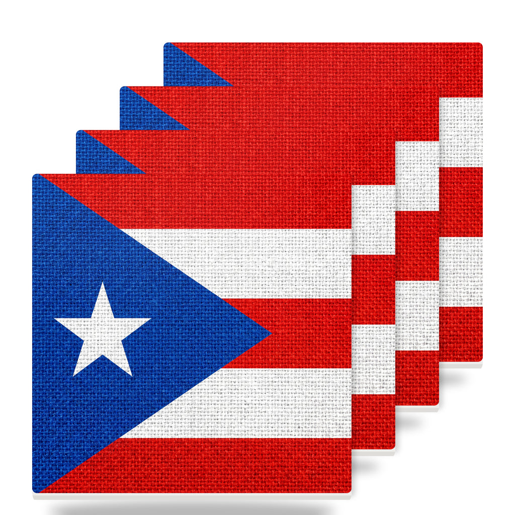Puerto Rico Flag Pride ceramic coasters set of 4