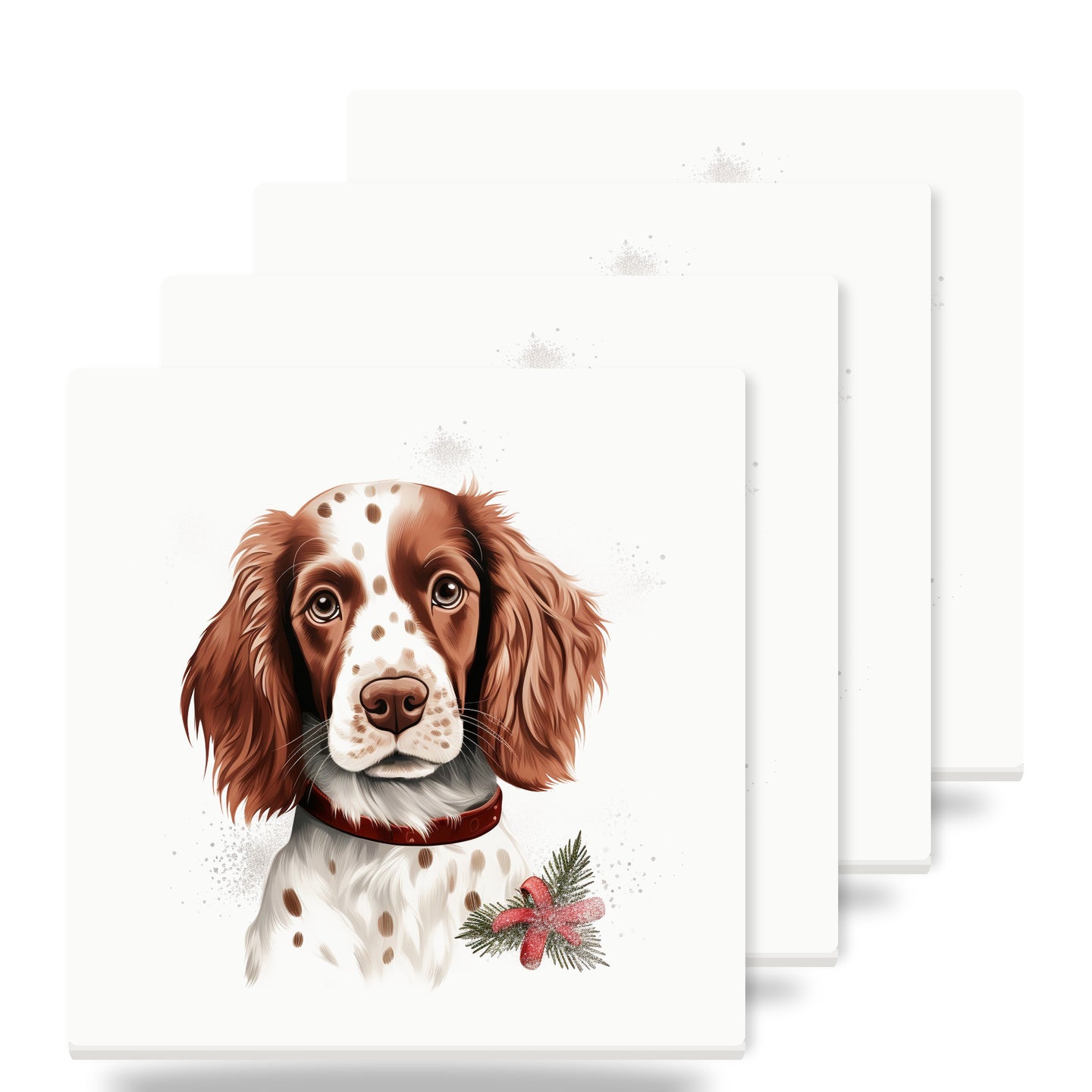 Irish Red and White Setter Puppy Drawing ceramic coasters set of 4