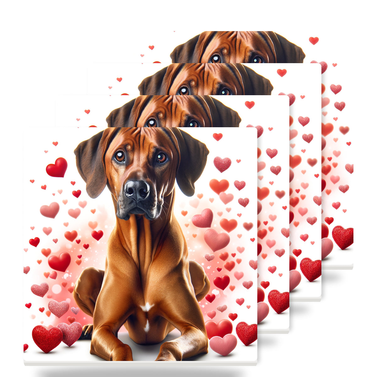 Rhodesian Ridgeback ceramic coasters set of 4