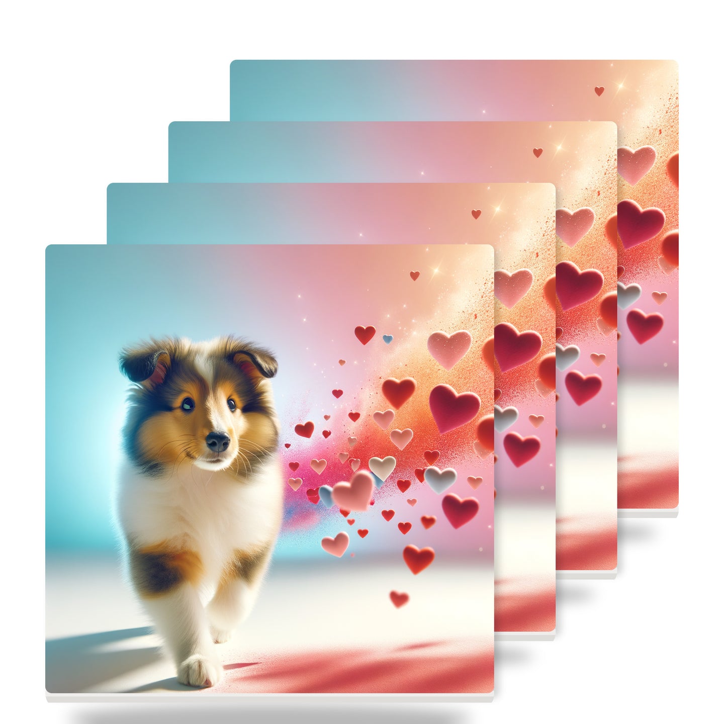 Collie ceramic coasters set of 4