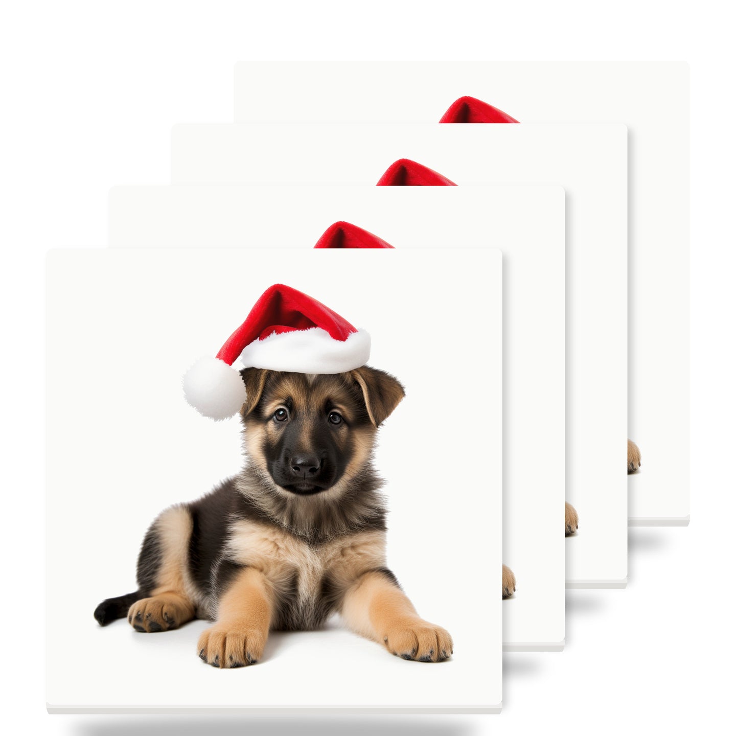 German Shepherd Dog Puppy ceramic coasters set of 4