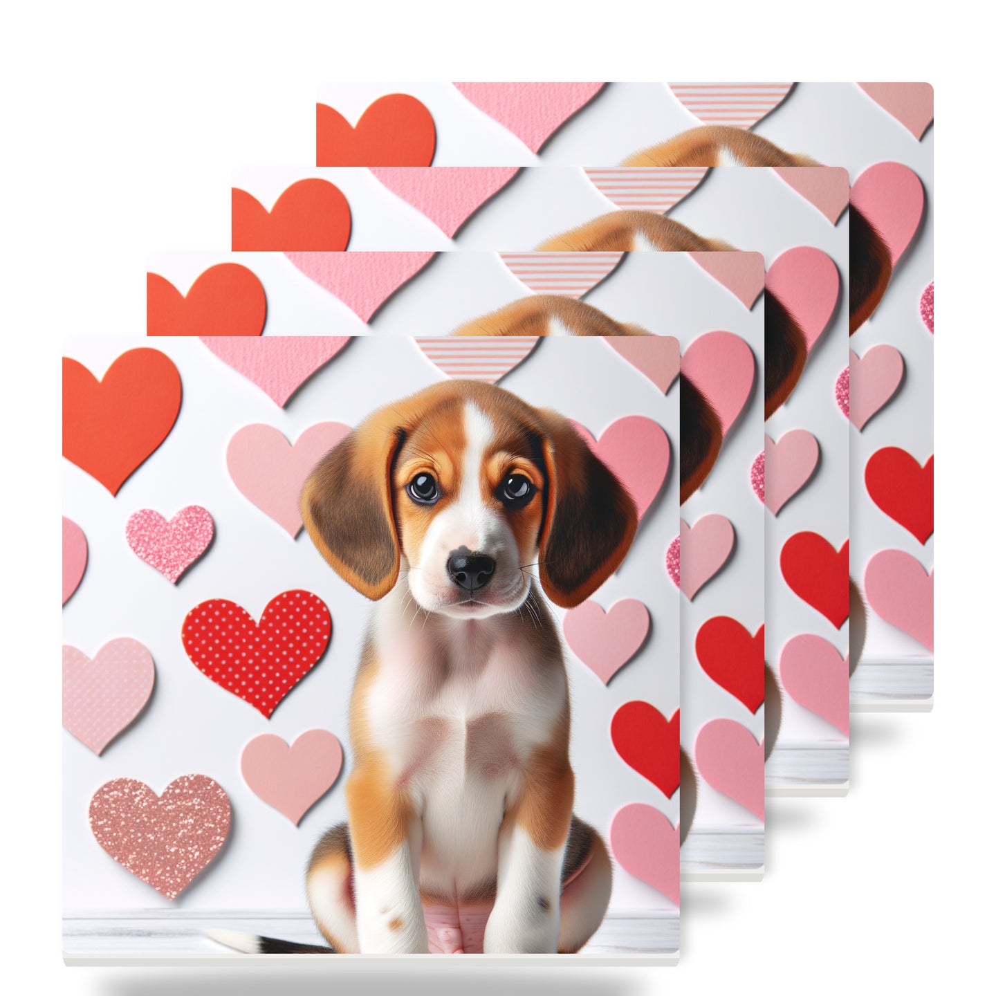 Beagle ceramic coasters set of 4