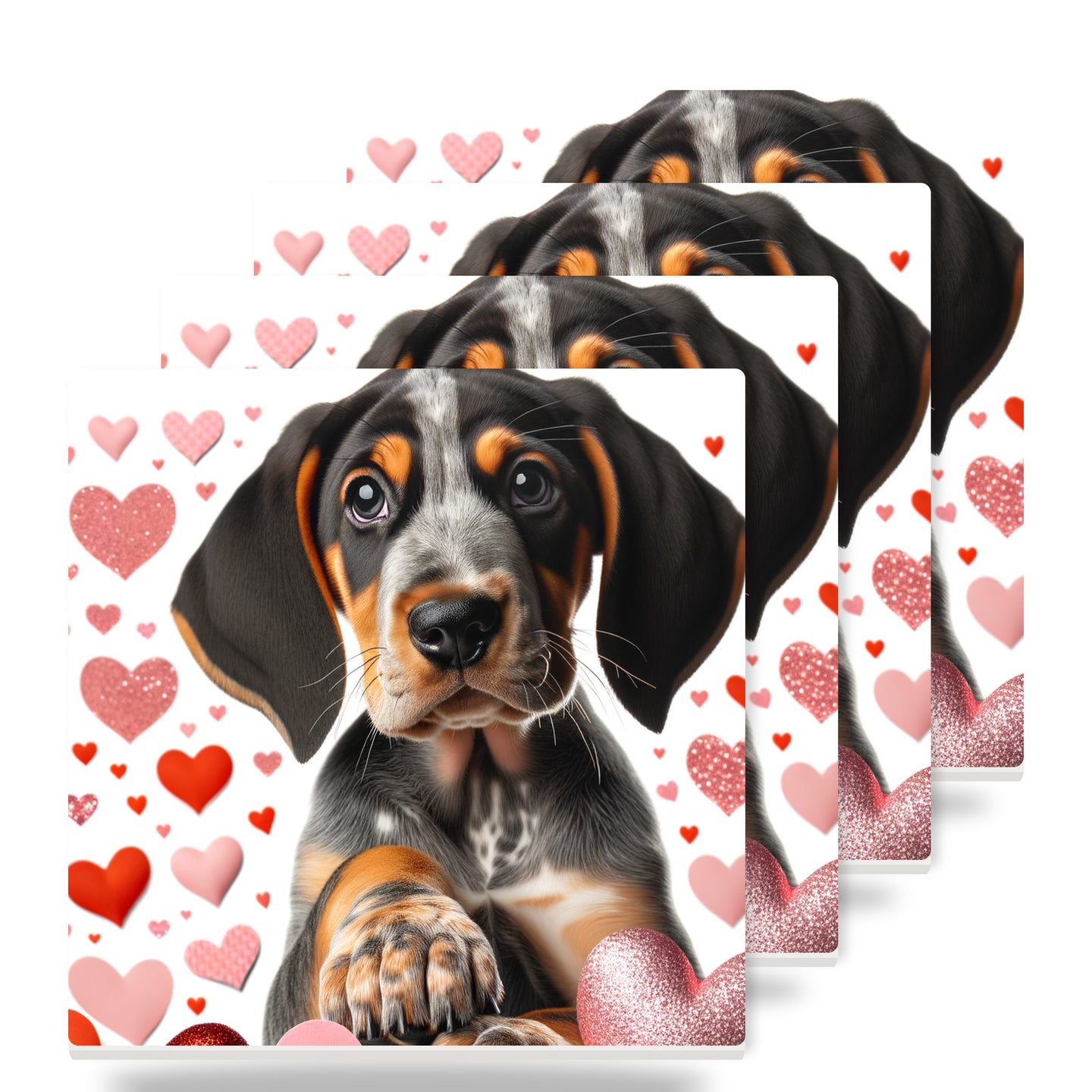 Bluetick Coonhound ceramic coasters set of 4