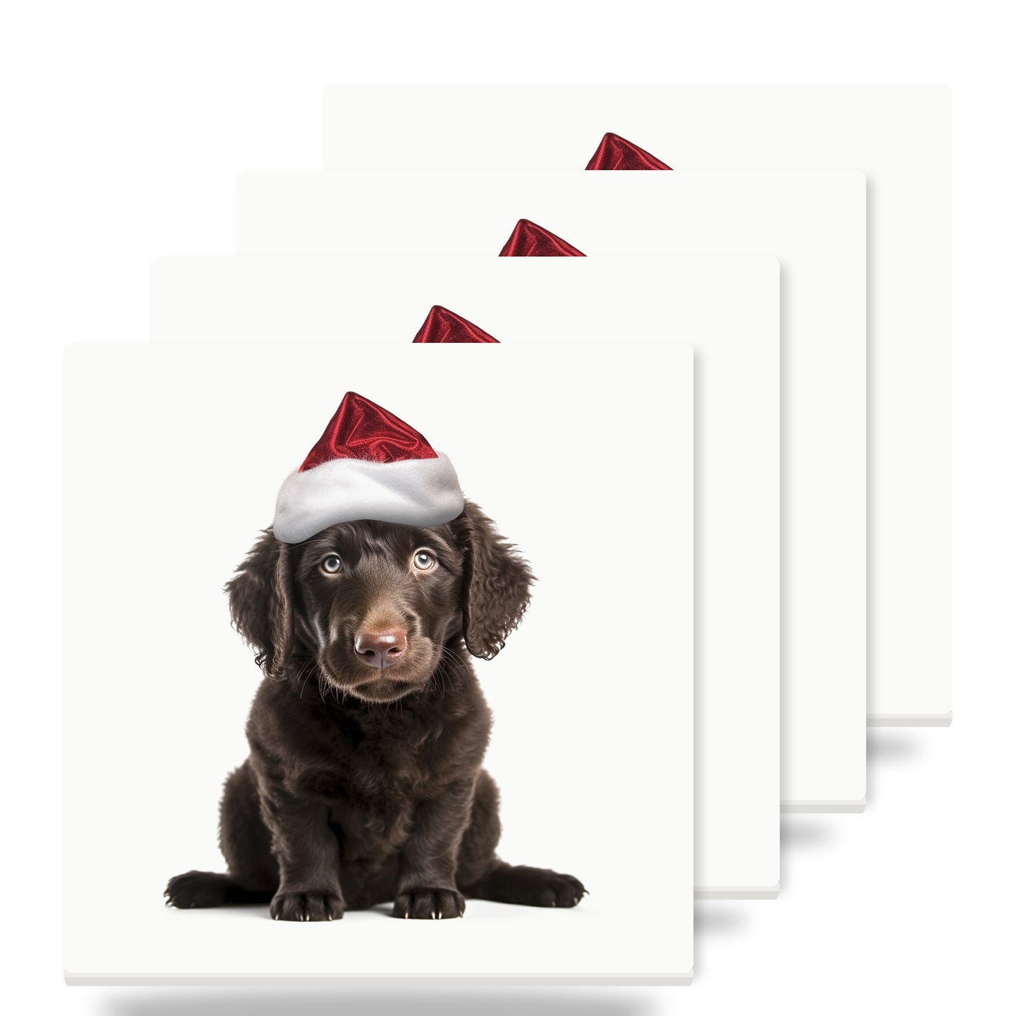 Curly-Coated Retriever Puppy ceramic coasters set of 4