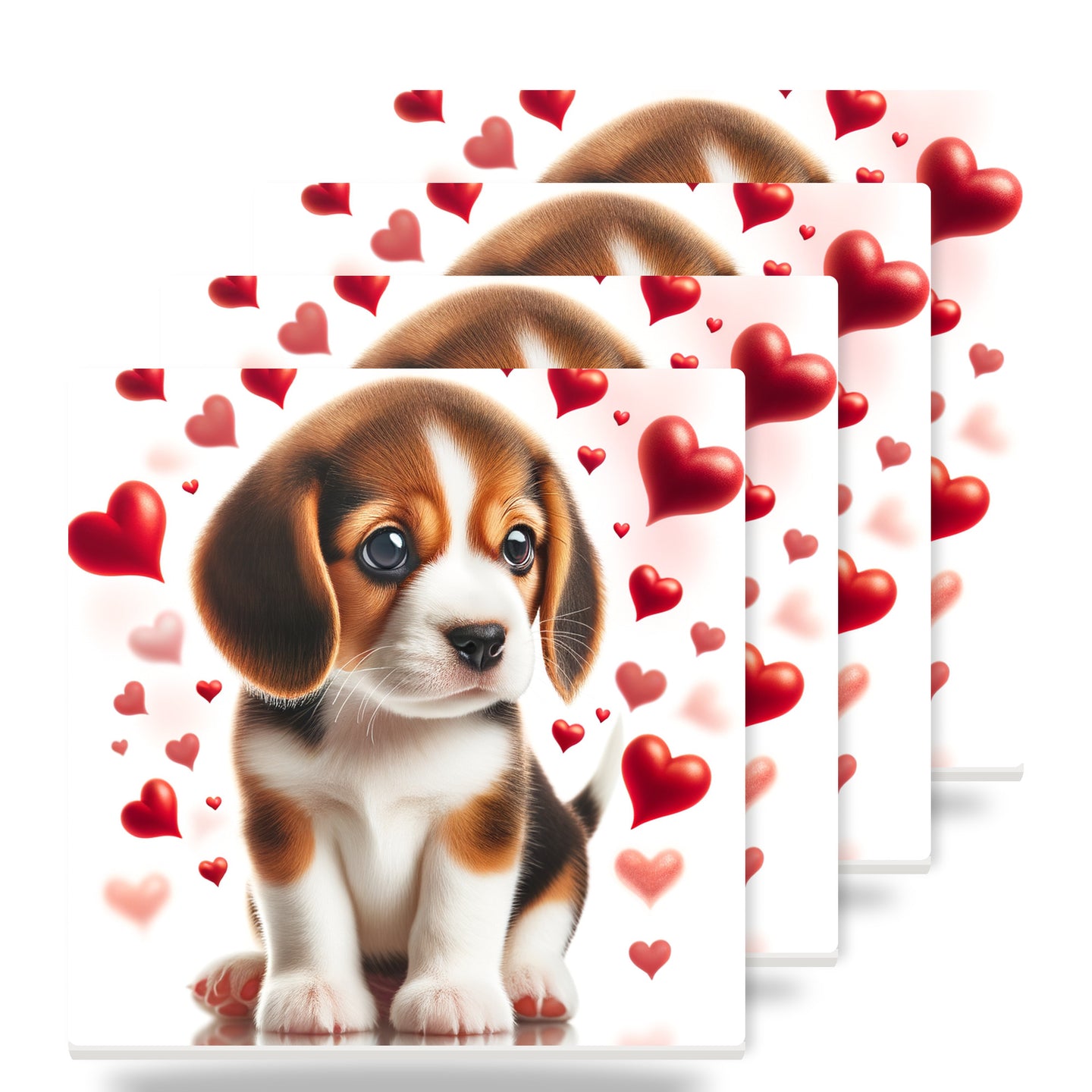 Beagle ceramic coasters set of 4