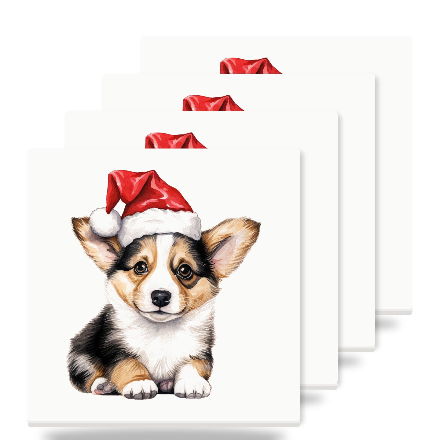 Pembroke Welsh Corgi Puppy Drawing ceramic coasters set of 4