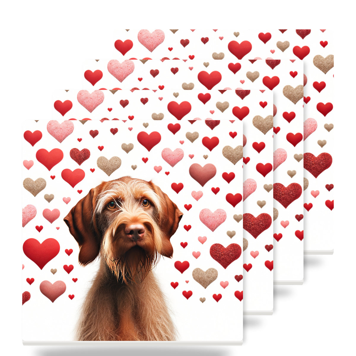 Wirehaired Vizsla ceramic coasters set of 4