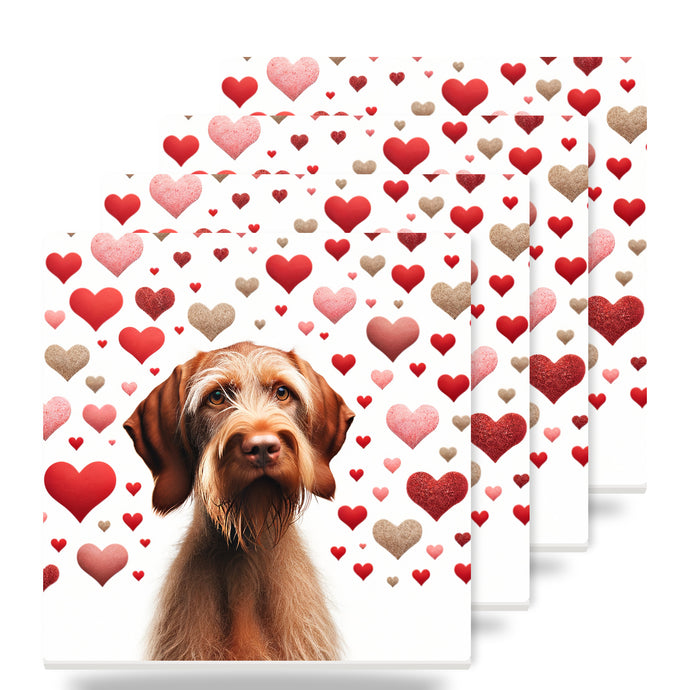 Wirehaired Vizsla ceramic coasters set of 4