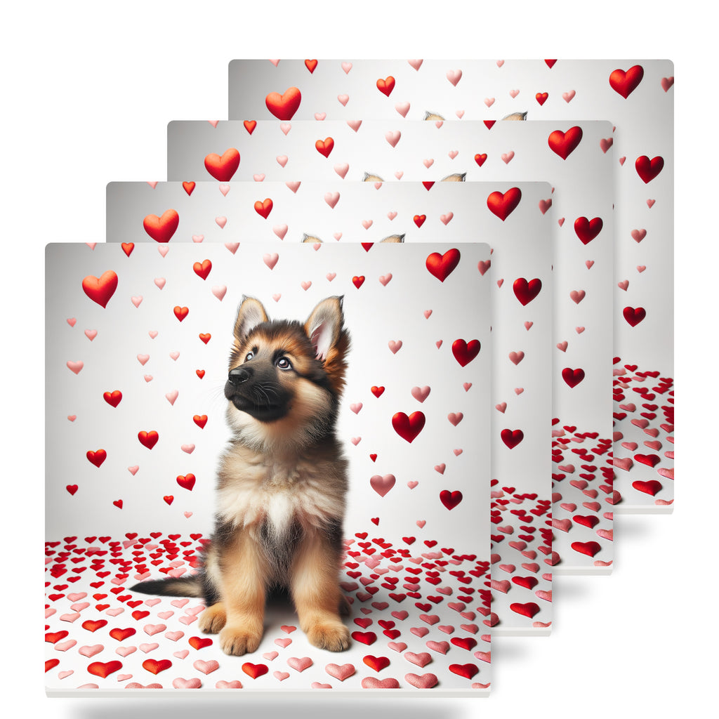 German Shepherd Dog ceramic coasters set of 4