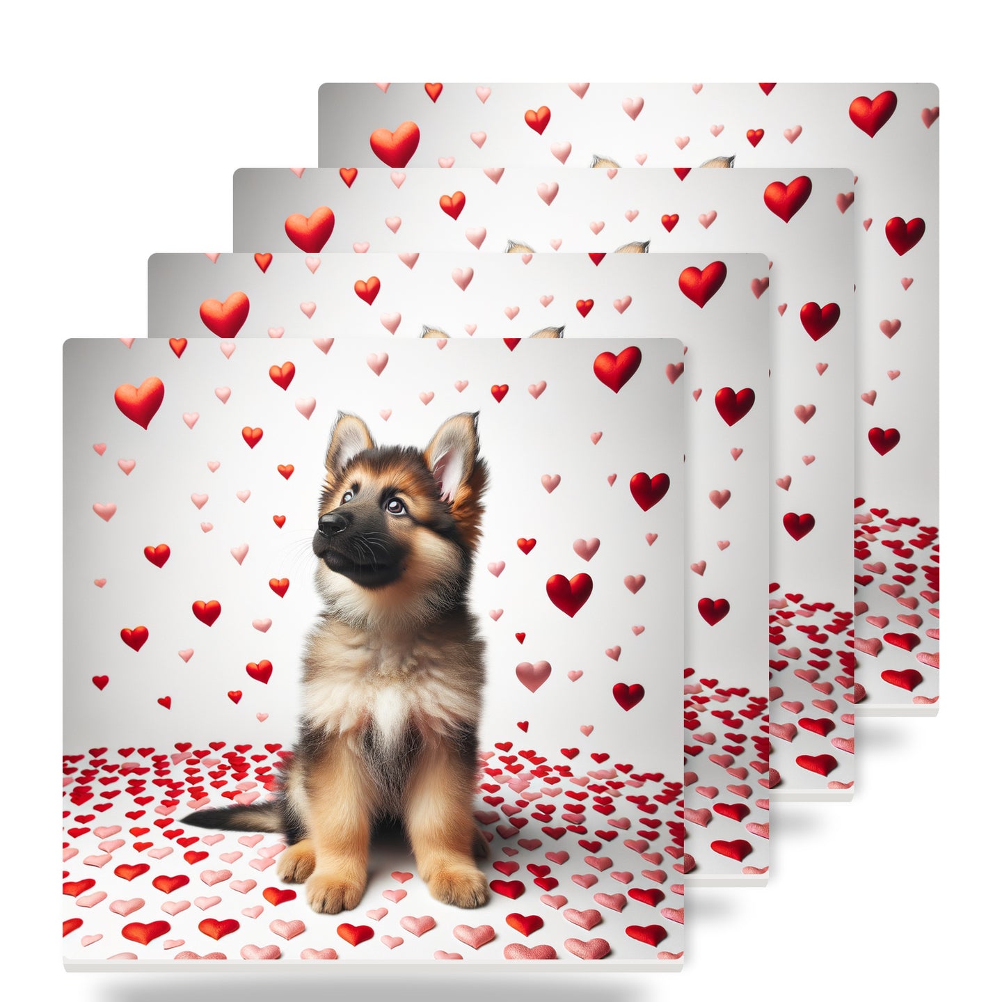 German Shepherd Dog ceramic coasters set of 4