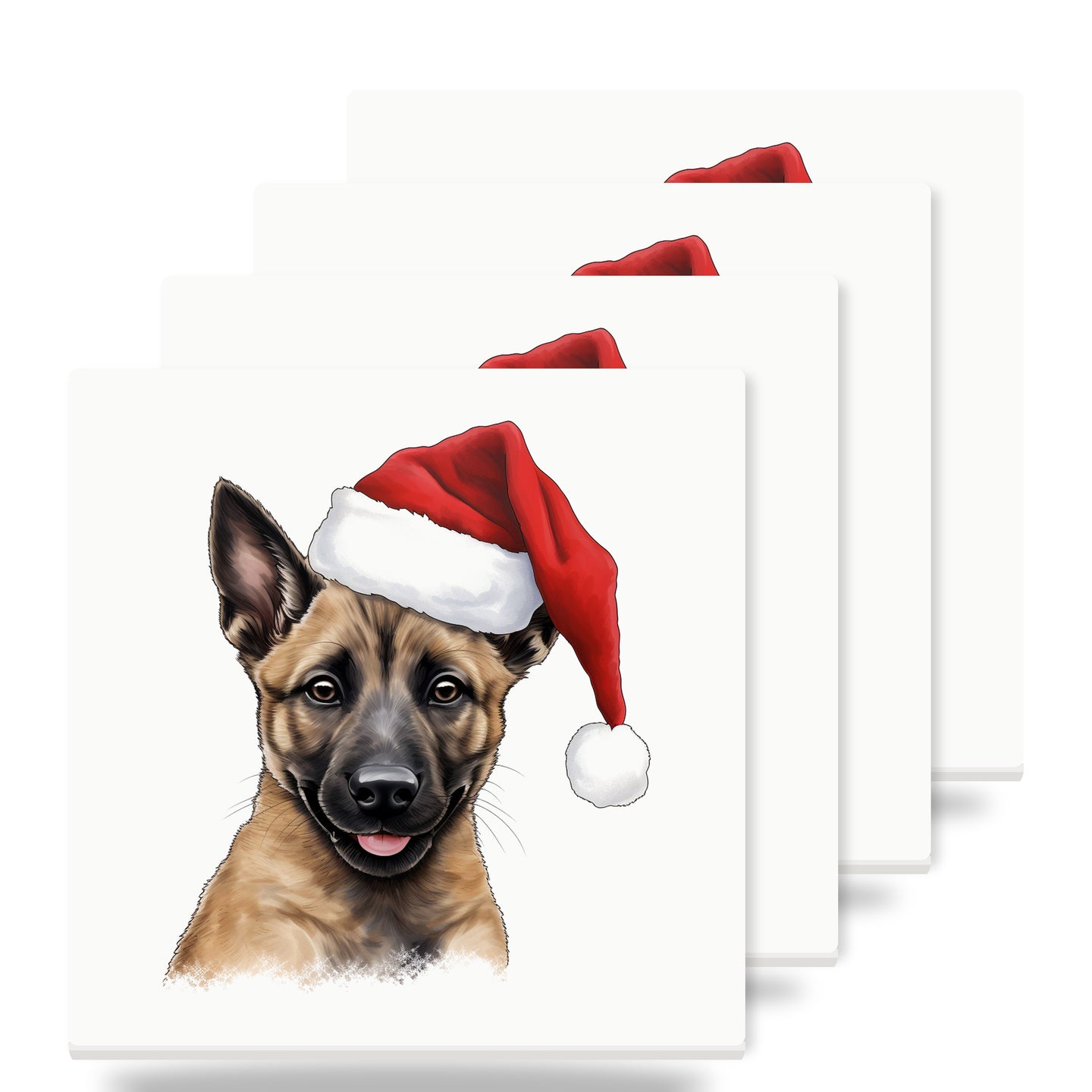 Belgian Malinois Puppy Drawing ceramic coasters set of 4