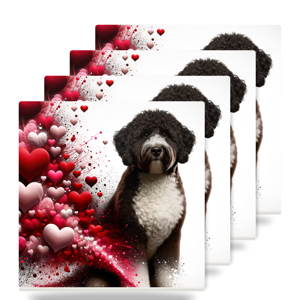 Portuguese Water Dog ceramic coasters set of 4