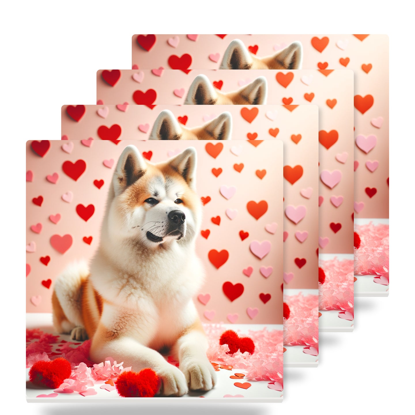 Akita ceramic coasters set of 4