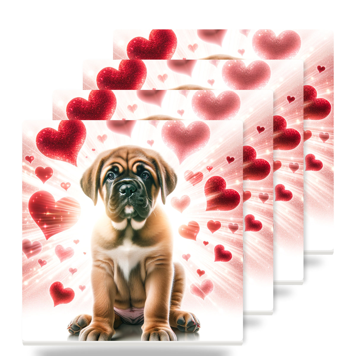 Mastiff ceramic coasters set of 4