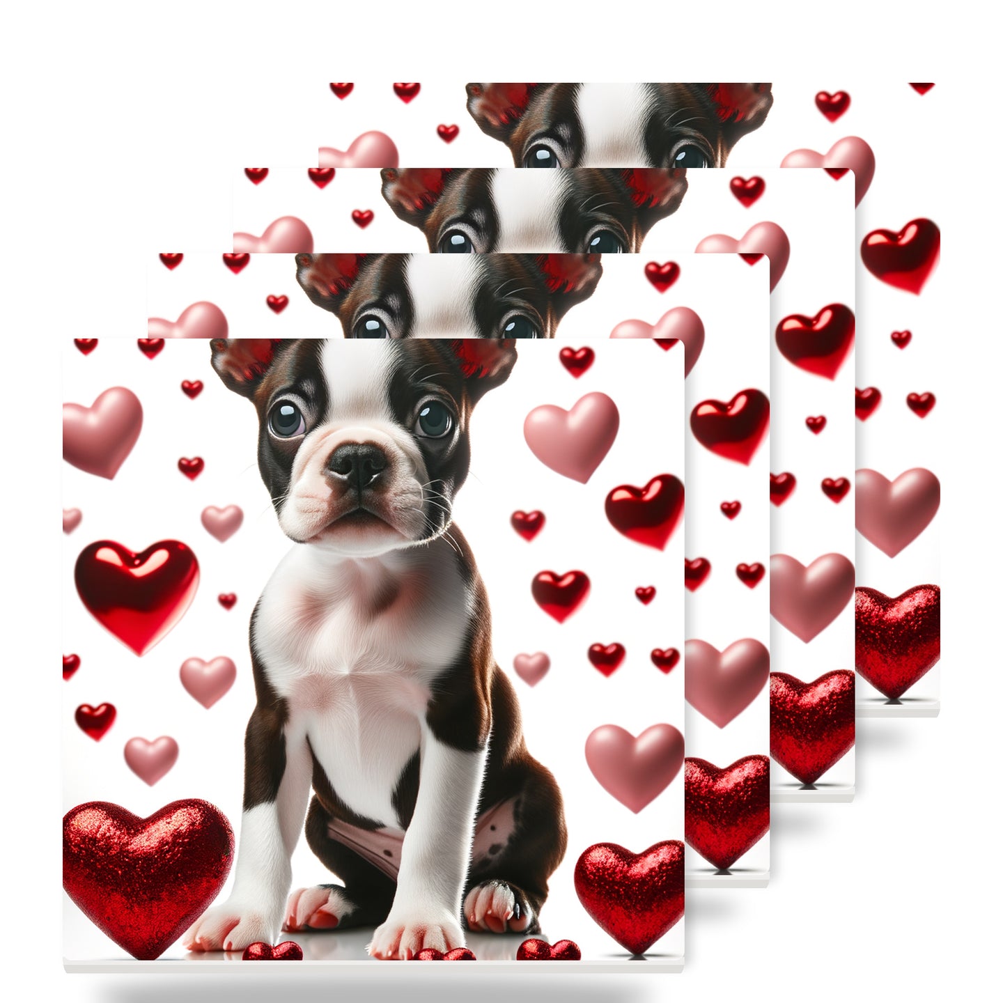 Boston Terrier ceramic coasters set of 4