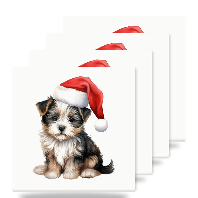 Biewer Terrier Puppy Drawing ceramic coasters set of 4