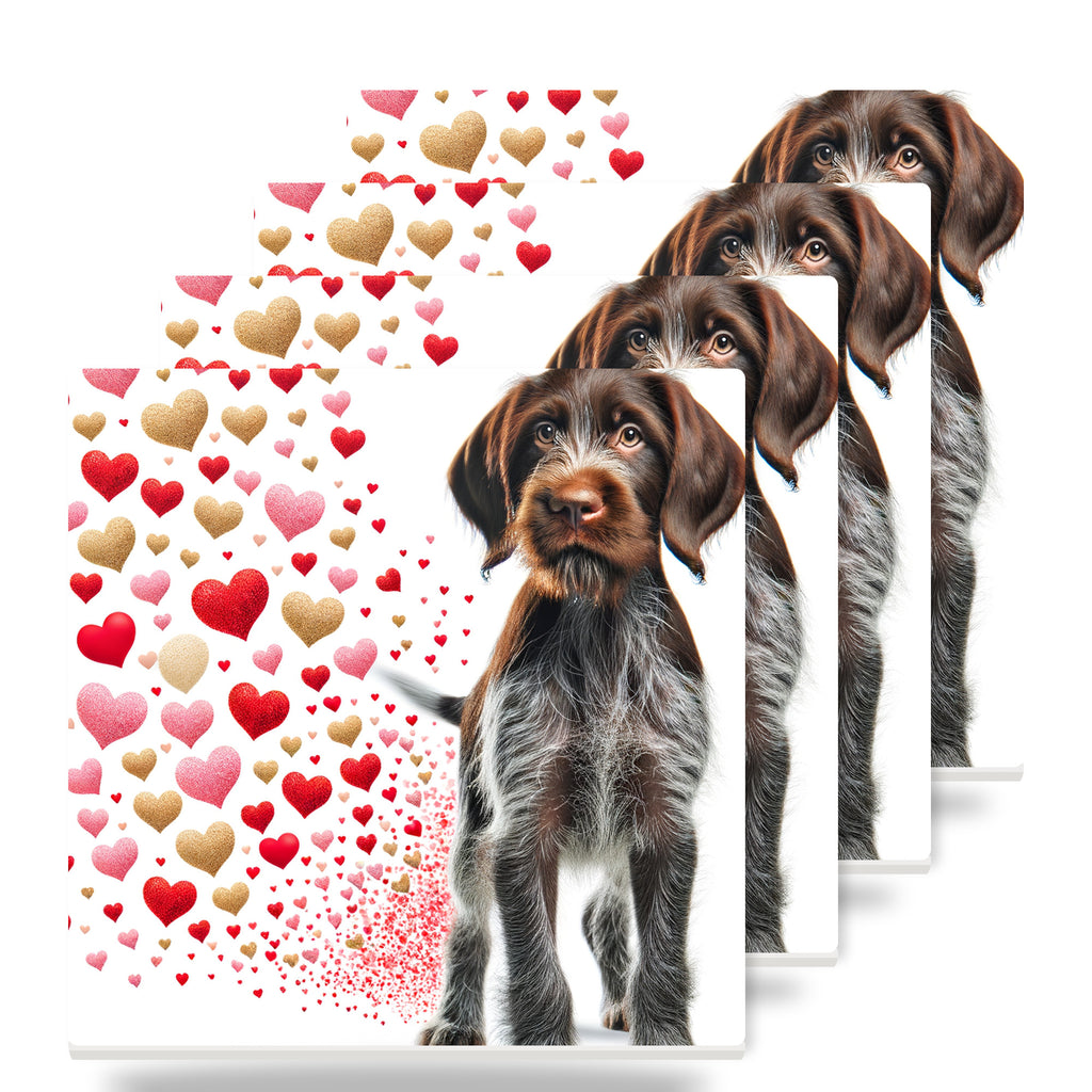 German Wirehaired Pointer ceramic coasters set of 4