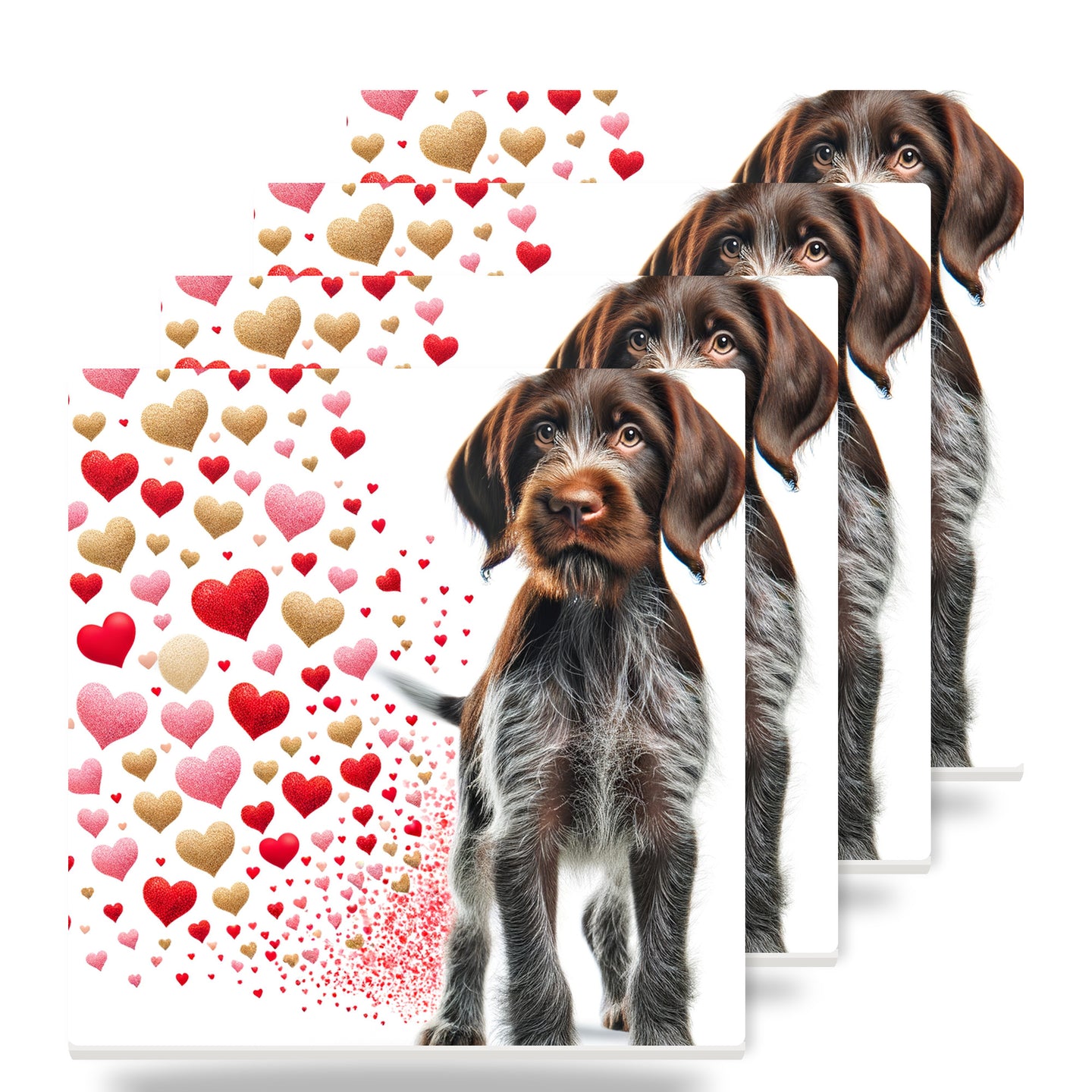 German Wirehaired Pointer ceramic coasters set of 4