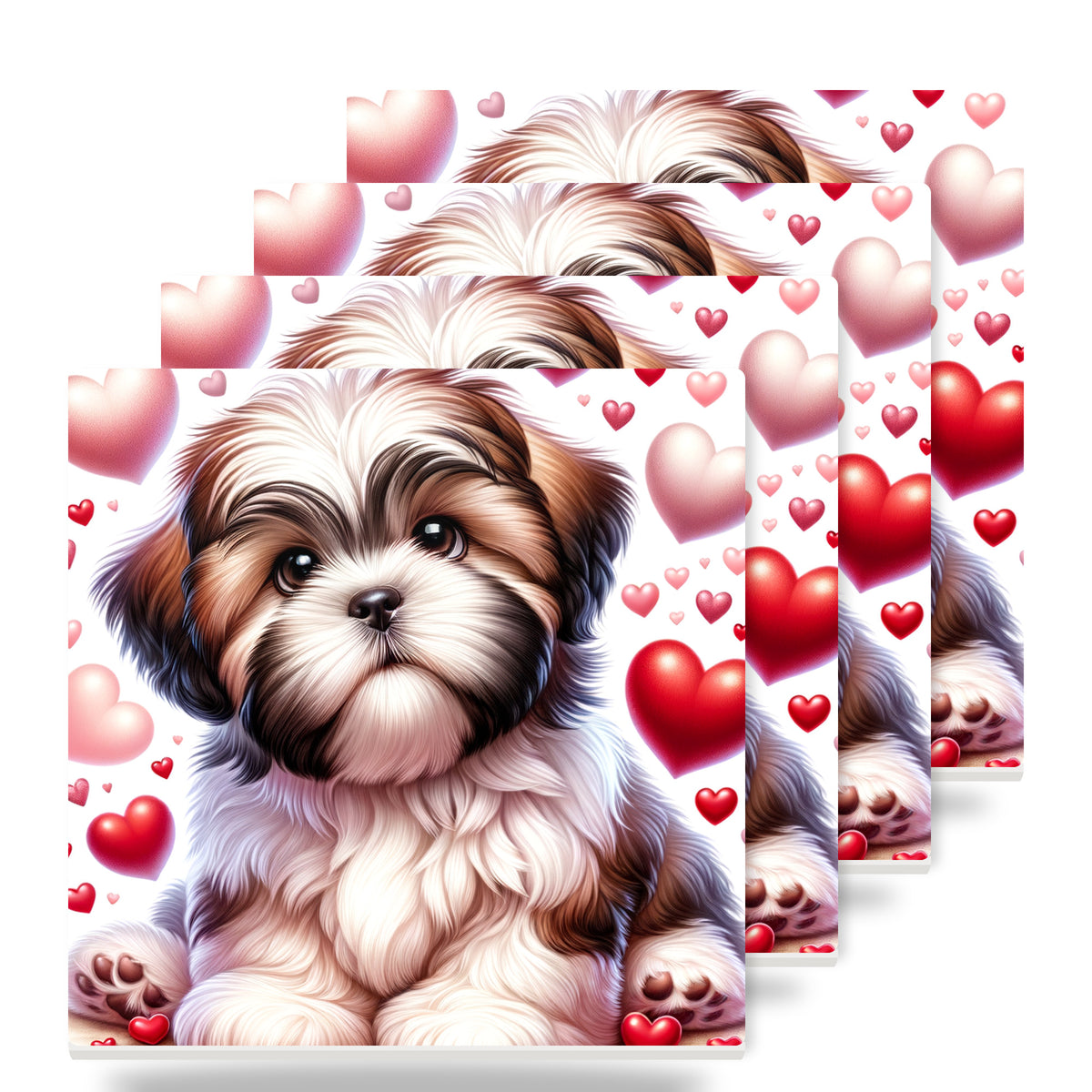 Shih Tzu ceramic coasters set of 4