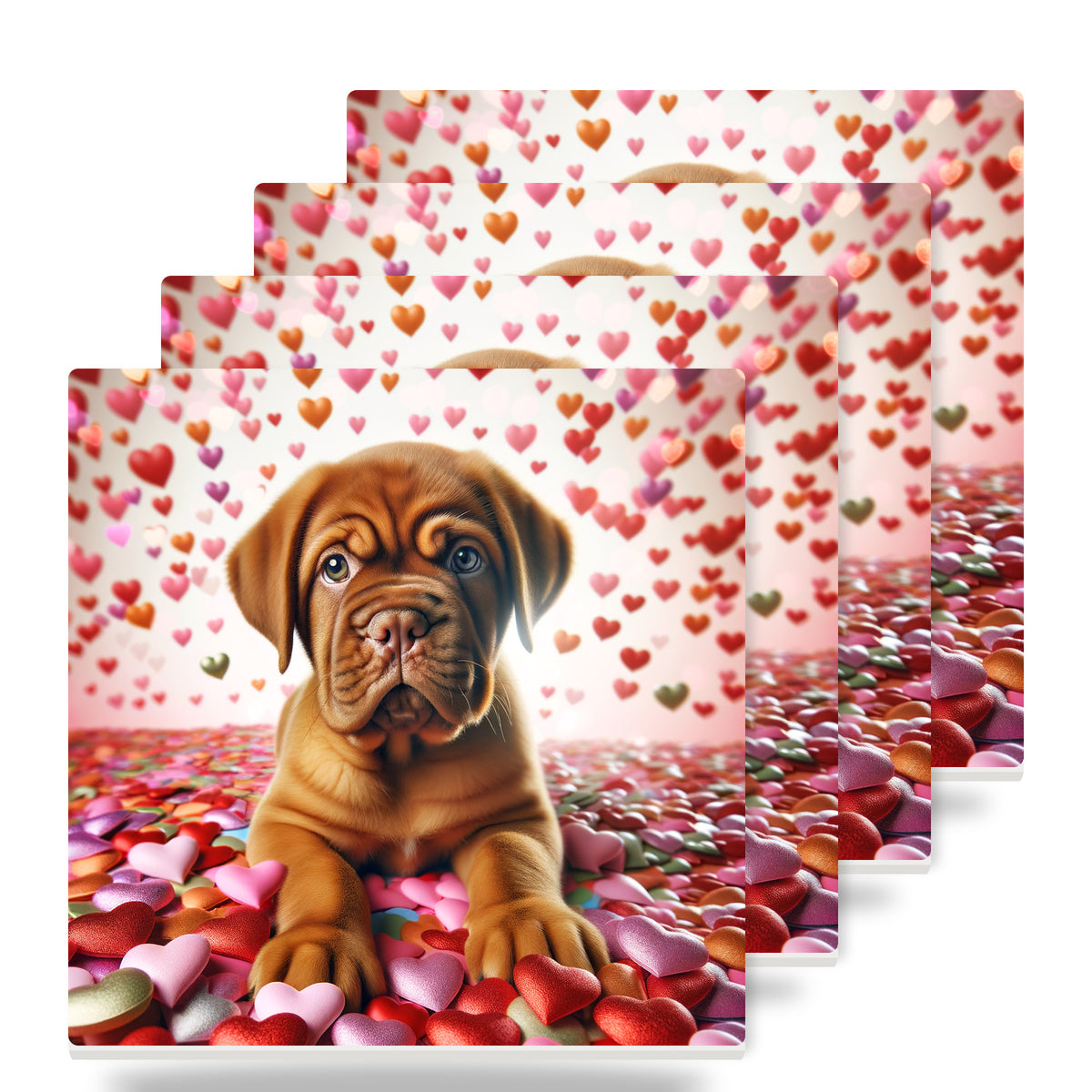 Dogue de Bordeaux ceramic coasters set of 4
