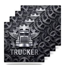 Trucker Rig ceramic coasters set of 4