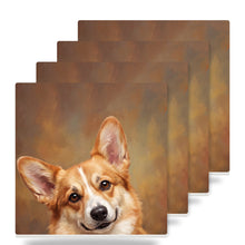Corgi Portrait ceramic coasters set of 4