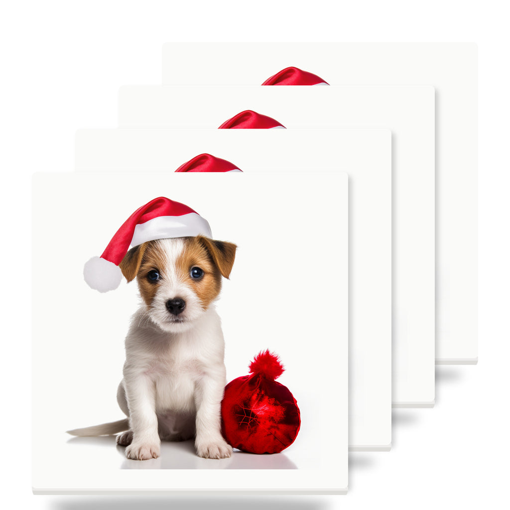 Parson Russell Terrier Puppy ceramic coasters set of 4