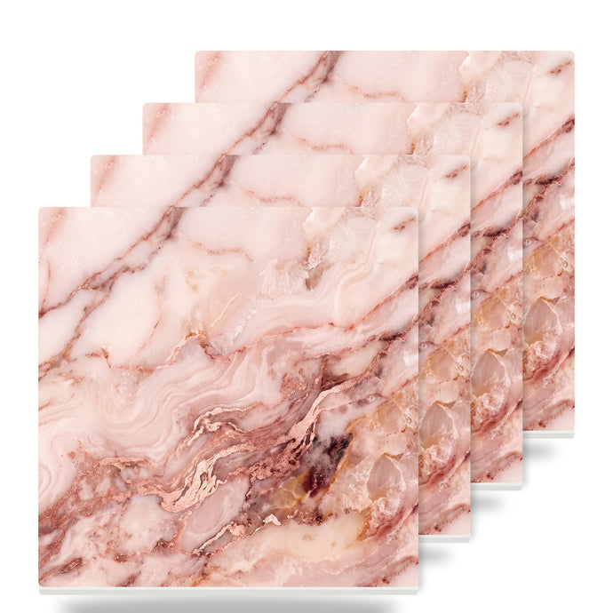 Blush Pink Marble ceramic coasters set of 4