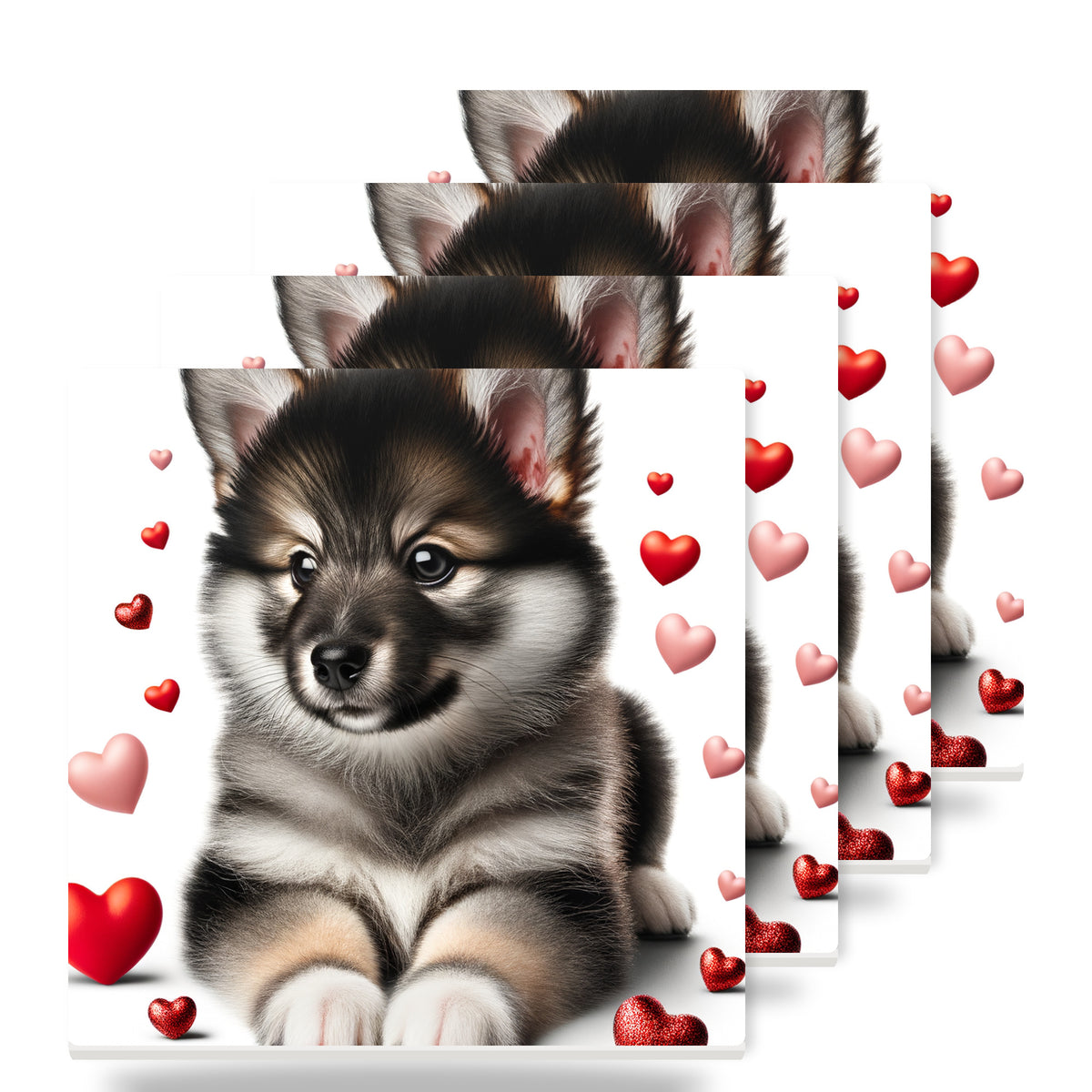 Keeshond ceramic coasters set of 4