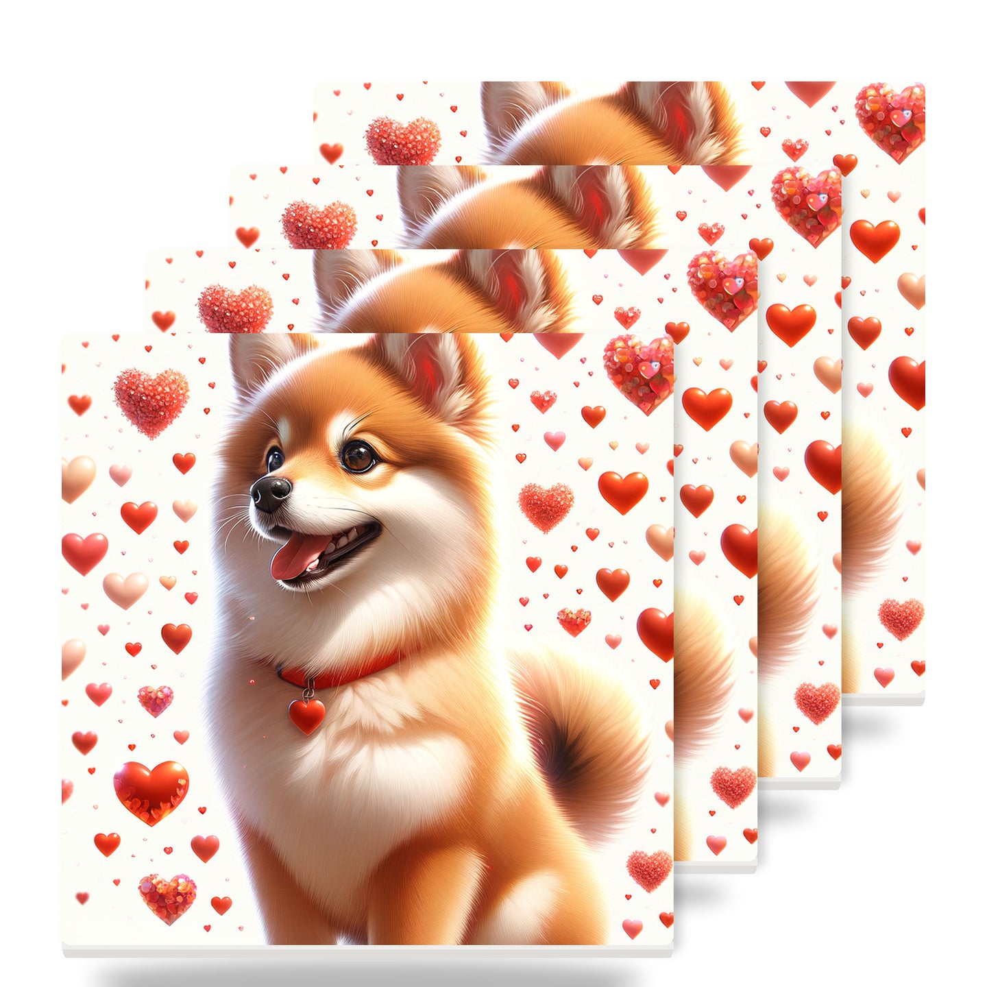 Shiba Inu ceramic coasters set of 4