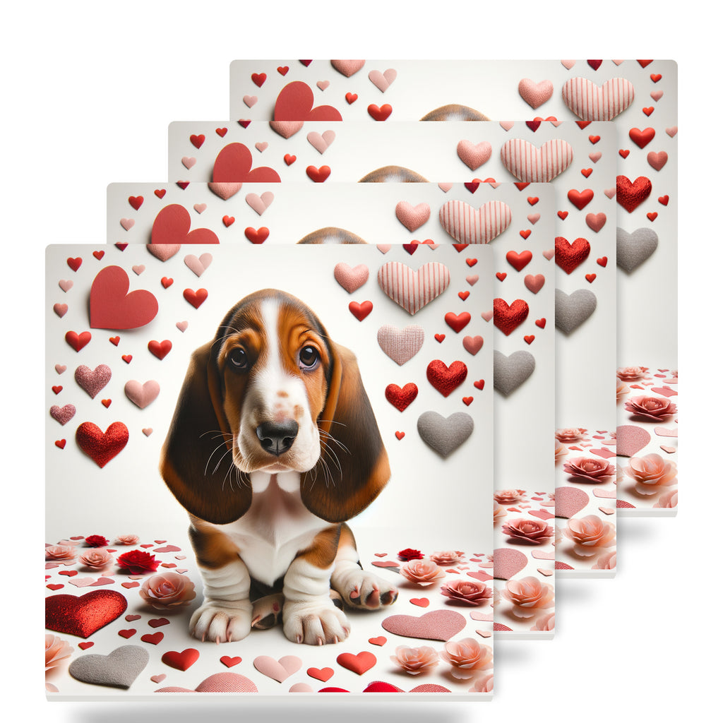 Basset Hound ceramic coasters set of 4