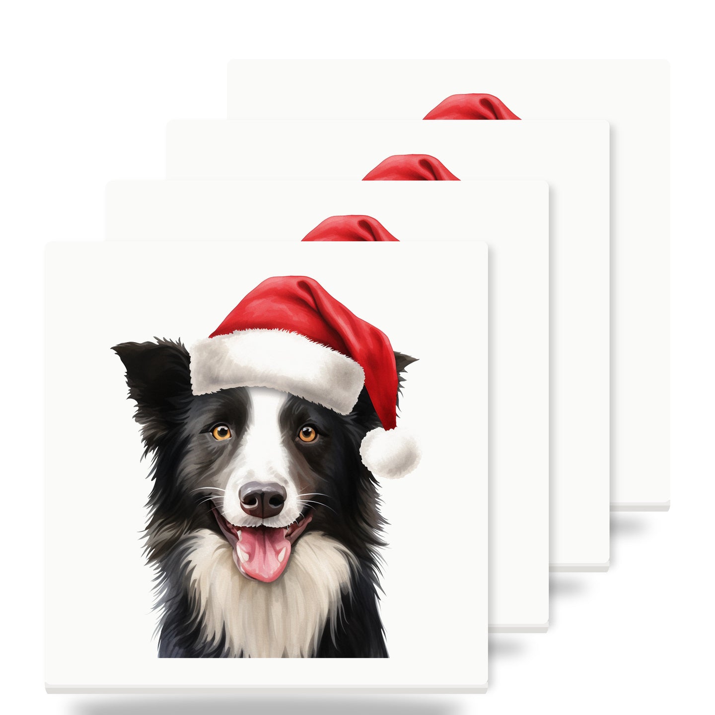 Border Collie ceramic coasters set of 4