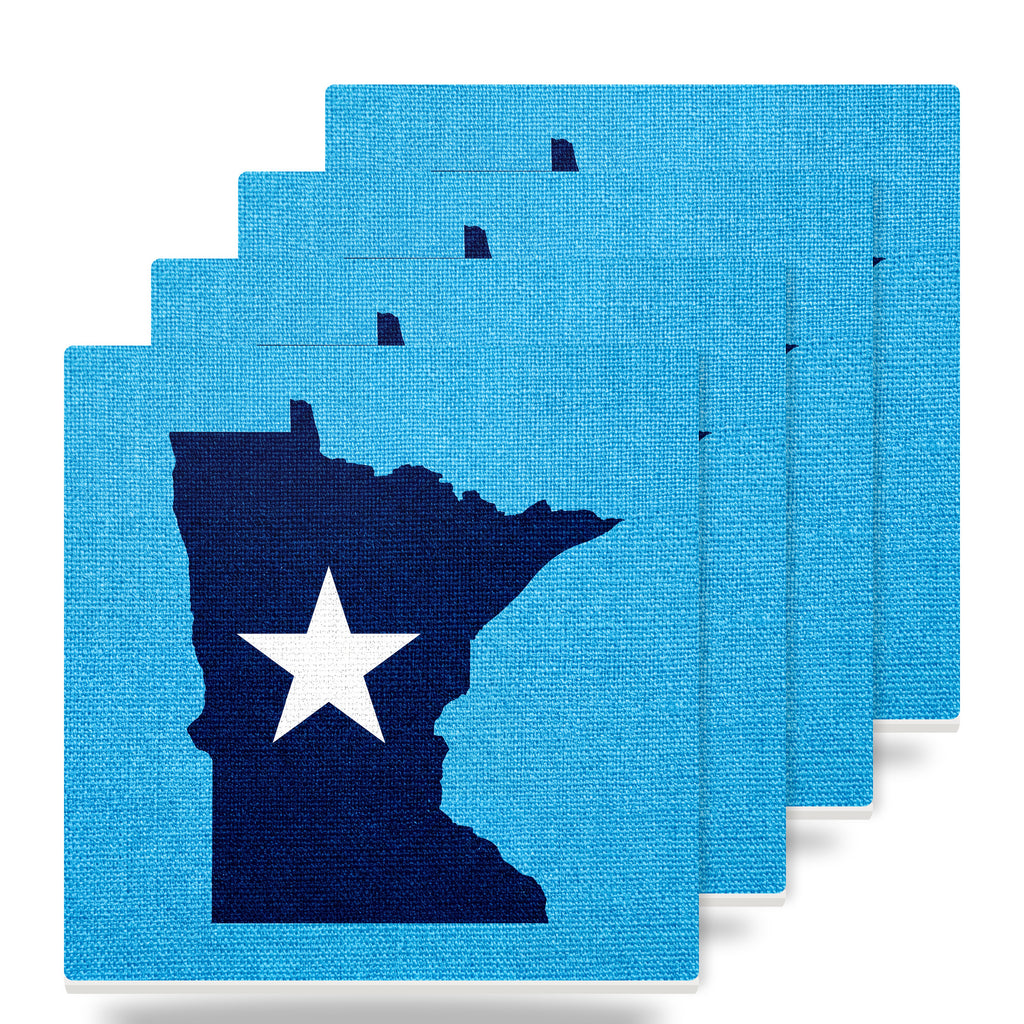 Minnesota State Flag ceramic coasters set of 4